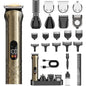 Aparat de tuns par si barba 17 in 1 pentru barbati, cu display LCD, IPX 7 rezistent la apa, lame T-Blade precizie, Trimmer nas si urechi, incarcare USB-C, accesorii multiple pentru par, barba si corp