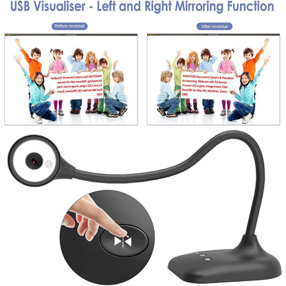 Camera de documente USB cu lampa LED, 5 Megapixeli, microfon incorporat, rotatie camera 360°, A3, Auto Focus, pliabil, pentru Windows, macOS, Linux, Chromebook