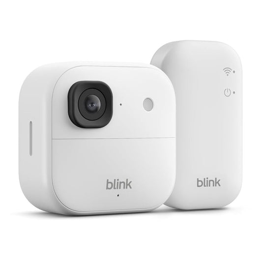 Camera de supraveghere Blink 2K+ de exterior, IP65, Wireless, generatie noua, rezolutie video 2K, audio bidirectional, zoom 4x, vizibilitate color in lumina slaba, modul de sincronizare inclus, alb