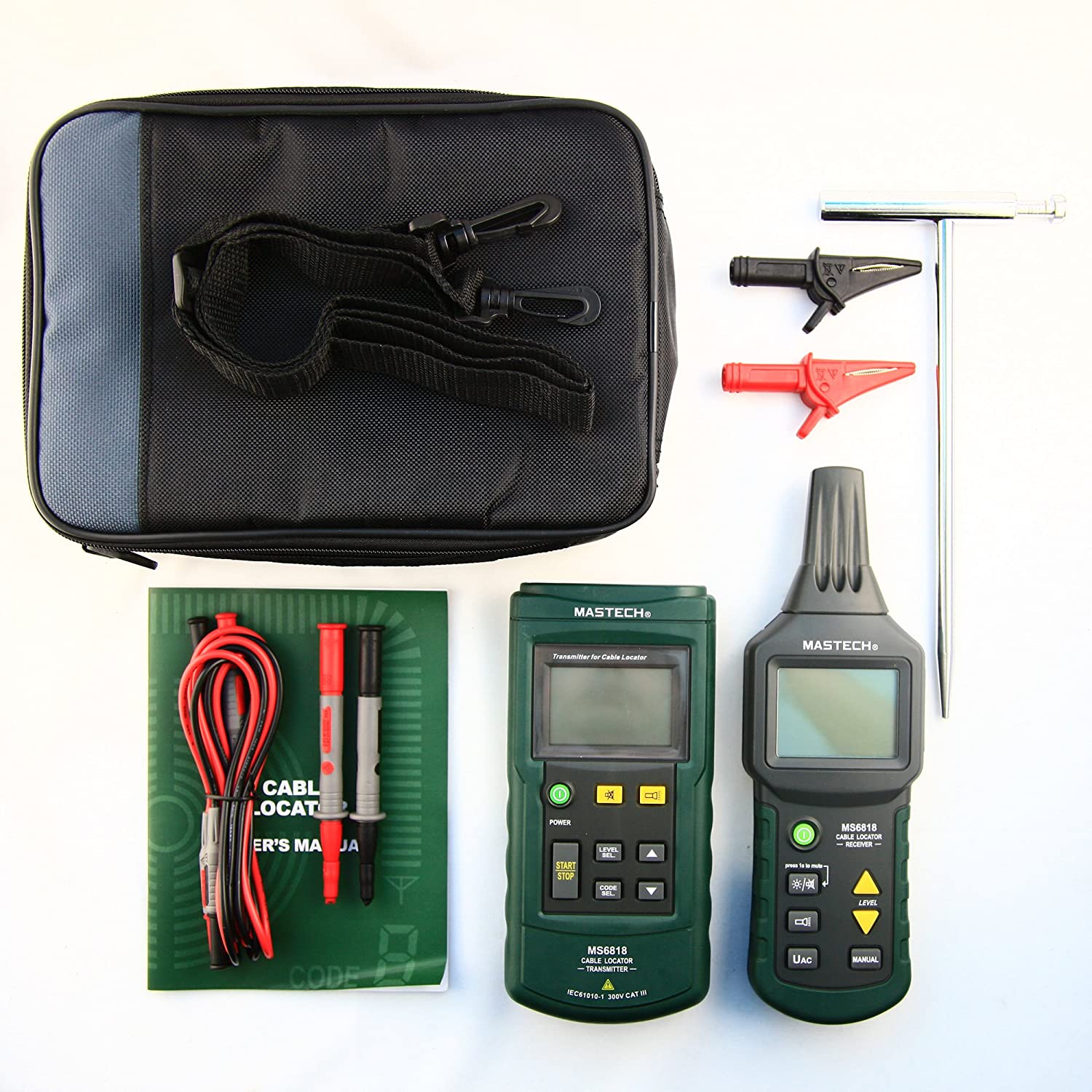 Detector de cabluri electrice, tester cu functie localizare tevi in perete si subterane, AC/DC 12~400V, Mastech MS6818