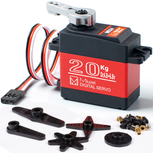 Servomotor RC 20 Kg, 4.8V - 6.8V, impermeabil, unghi operare 0°-270°, angrenaj metalic, pentru brat robot, barca RC, masina RC, model avion, model elicopter, cu cablu de 32 cm