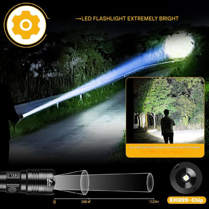 Set lanterna tactica LED cu lanterna UV mini si lampa de citit, lanterna reincarcabila din aluminiu, cu afisaj digital, impermeabila IPX6, iesire USB, in cutie de transport si depozitare