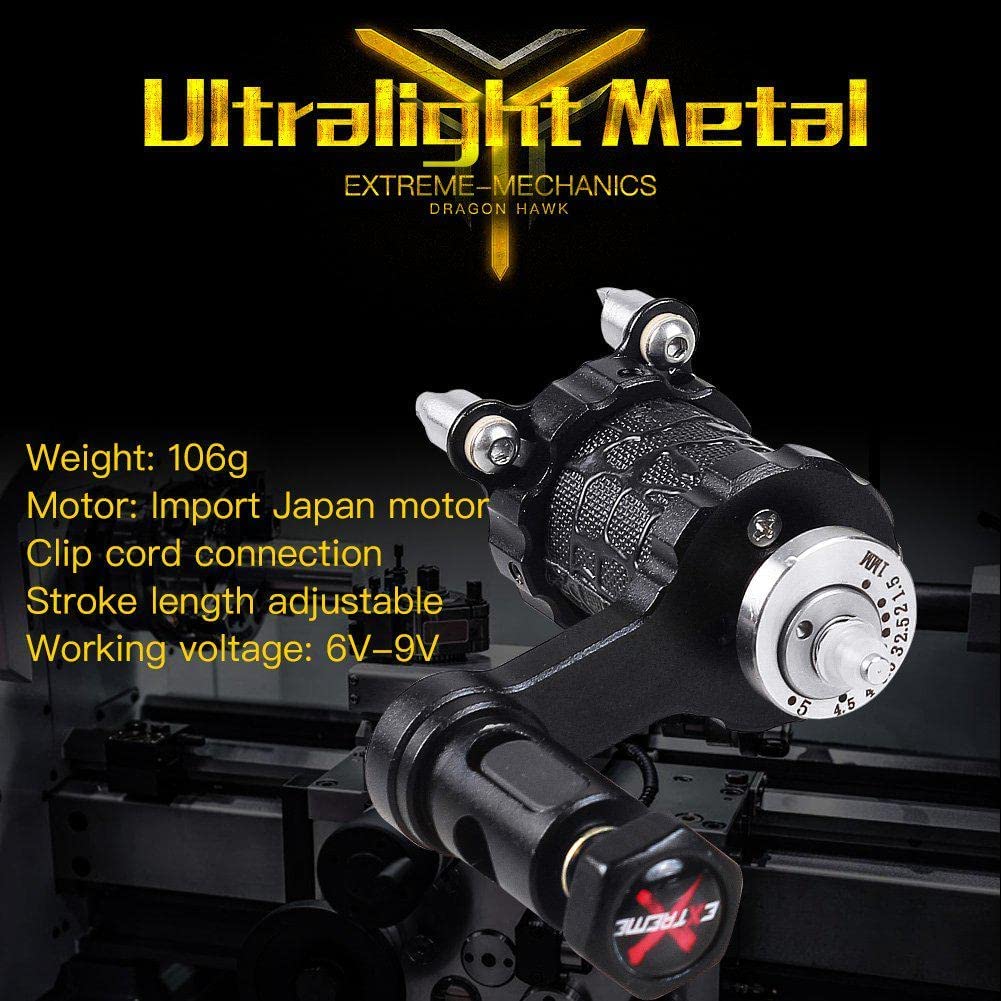 Set de 2 masini de tatuat cu sursa de alimentare, ace de tatuat, pedala, masini de tatuat rotative DragonHawk Extreme V2