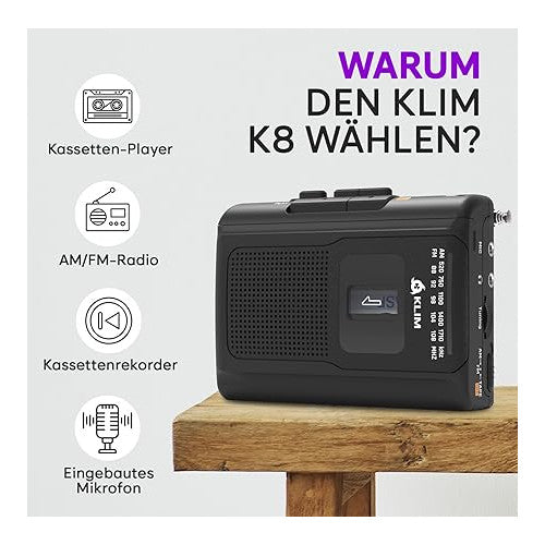 Walkman KLIM K8 cu radio AM/FM, microfon si difuzor incorporate, functie inregistrare, portabil si usor de utilizat