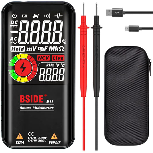 Multimetru digital smart, tester cu selectarea automata a parametrilor, 9999 counts, ecran LCD 3.5 inch, True RMS, NCV, AC, DC, design slim