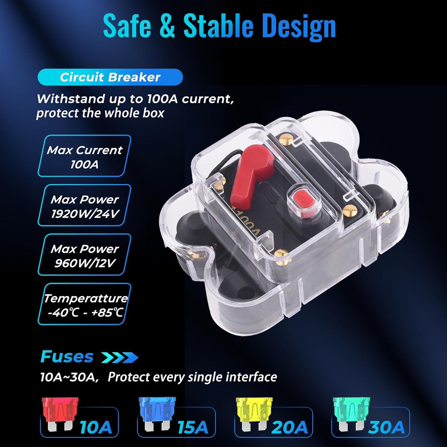 Kit panou comutator auto cu 12 butoane, 12-24V, LED RGB cu reglare automata, control prin aplicatie, moduri comutare, momentar, stroboscop, releu integrat, intrerupator ON/OFF 65A, Impermeabil IP65, pentru masina, camion, barca, SUV, Off-Road