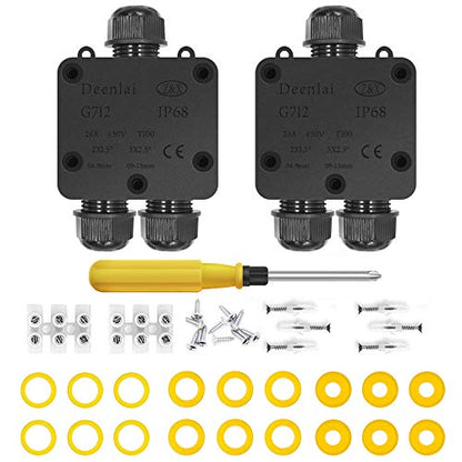 Set de 2 cutii de jonctiune, impermeabile IP68, doza 11.5 cm x 7 cm, cu 3 cai 4mm - 14mm, 24A 450V, neagra