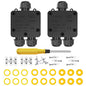 Set de 2 cutii de jonctiune, impermeabile IP68, doza 11.5 cm x 7 cm, cu 3 cai 4mm - 14mm, 24A 450V, neagra