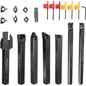 Set cutite de strung cu placute amovibile, 7 piese de strunjit de 10 mm cu bara de gaurit, unelte de strunjit cu insertii de carbura, 21 de piese