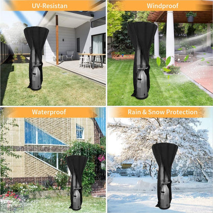 Husa de incalzitor pentru terasa, fabricata din poliester de inalta calitate 210D, impermeabila, rezistenta UV, 226 x 85 x 48 cm, negru
