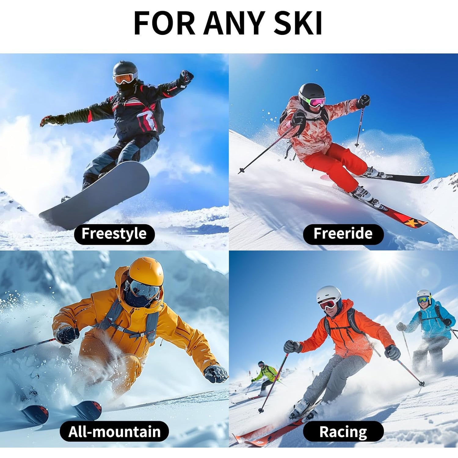 Suport de perete pentru schiuri, bete de schi si placa snowboard, protejeaza impotriva zgarieturilor si a umezelii, usor de montat, cu prindere pe perete, economiseste spatiu in garaj, subsol sau cabane de schi – Plastic robus pentru pana la 11 kg