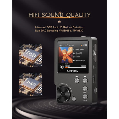 MP3 Player 64 GB HiFi, sunet digital de inalta rezolutie DSD DAC lossless, cu egalizator, 25 de ore de redare continua, suporta card pana la 256 GB