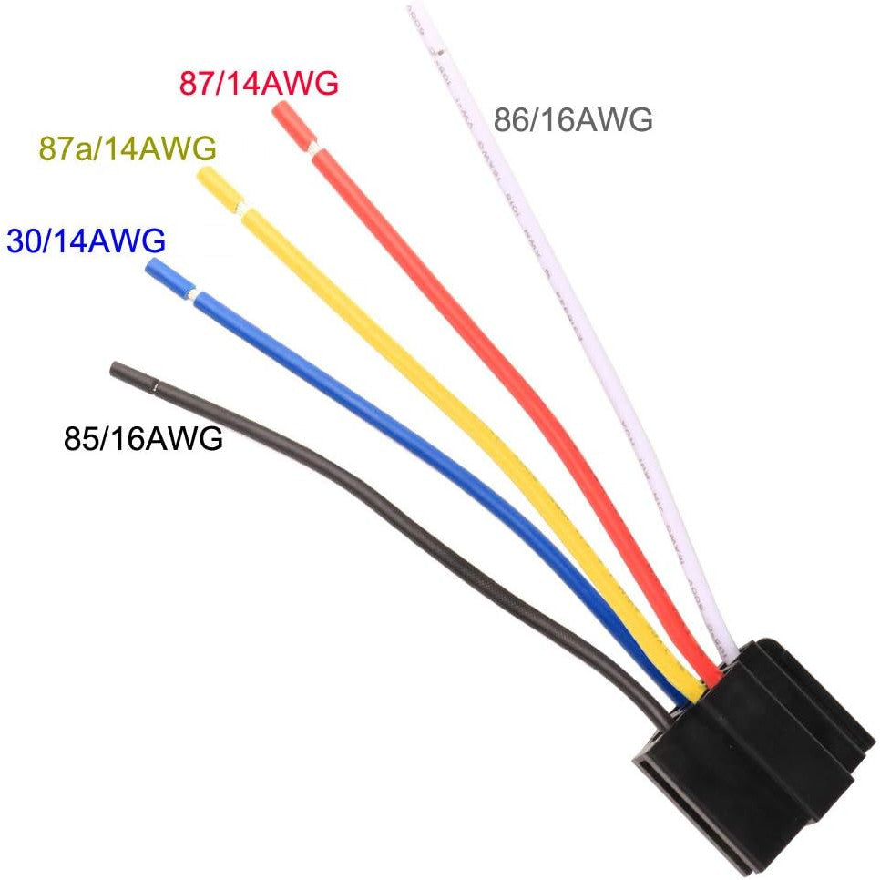 Set 3 releu auto SPDT cu siguranta ATO/ATC, 12V 30A, 5 pini, cu priza si cablaj 14 AWG, Gebildet