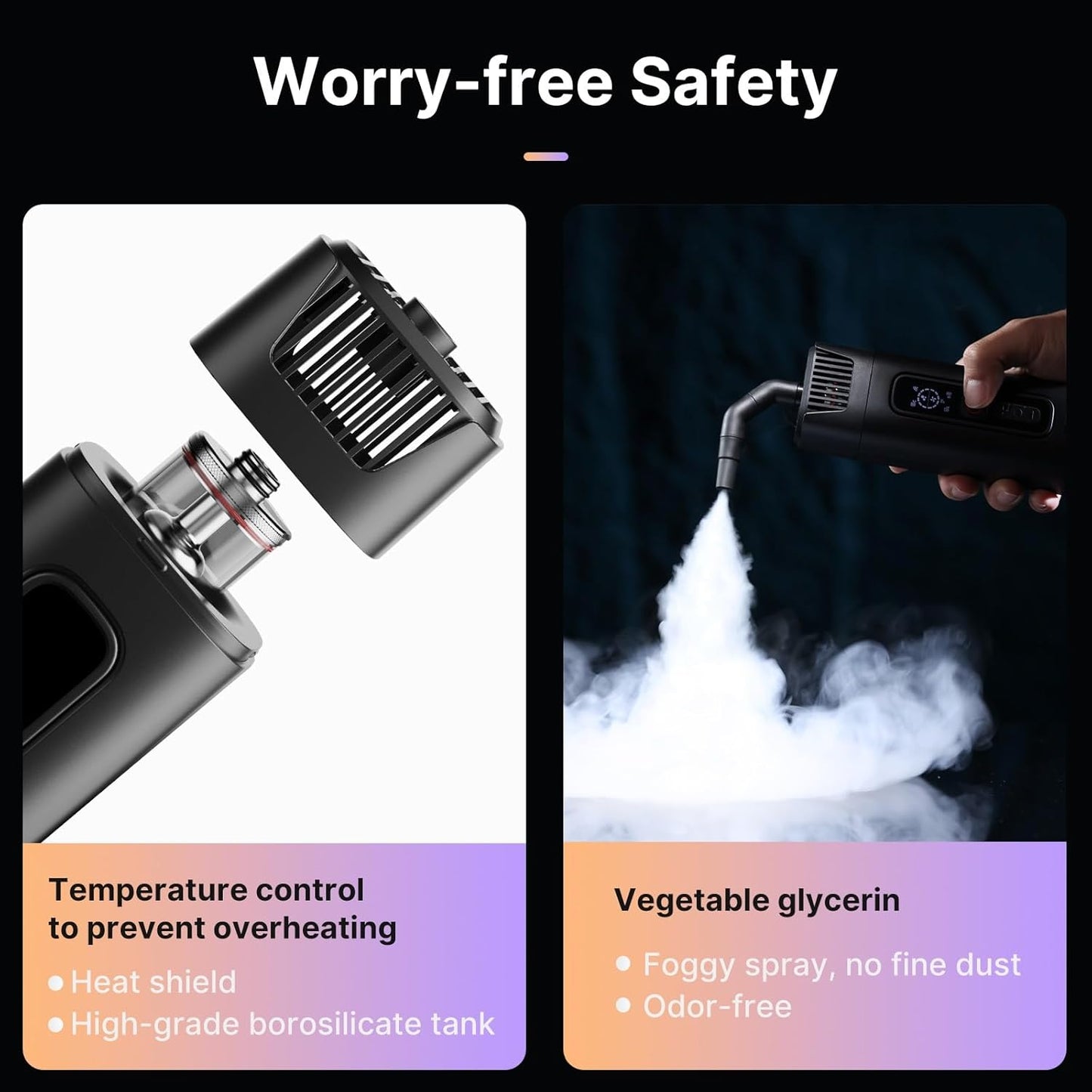 Masina de fum portabila, generator ceata 40 W cu telecomanda wireless, reincarcabil, filet 1/4", intensitate si viteza fum reglabile, pentru fotografie, filmari, nunta, petrecere