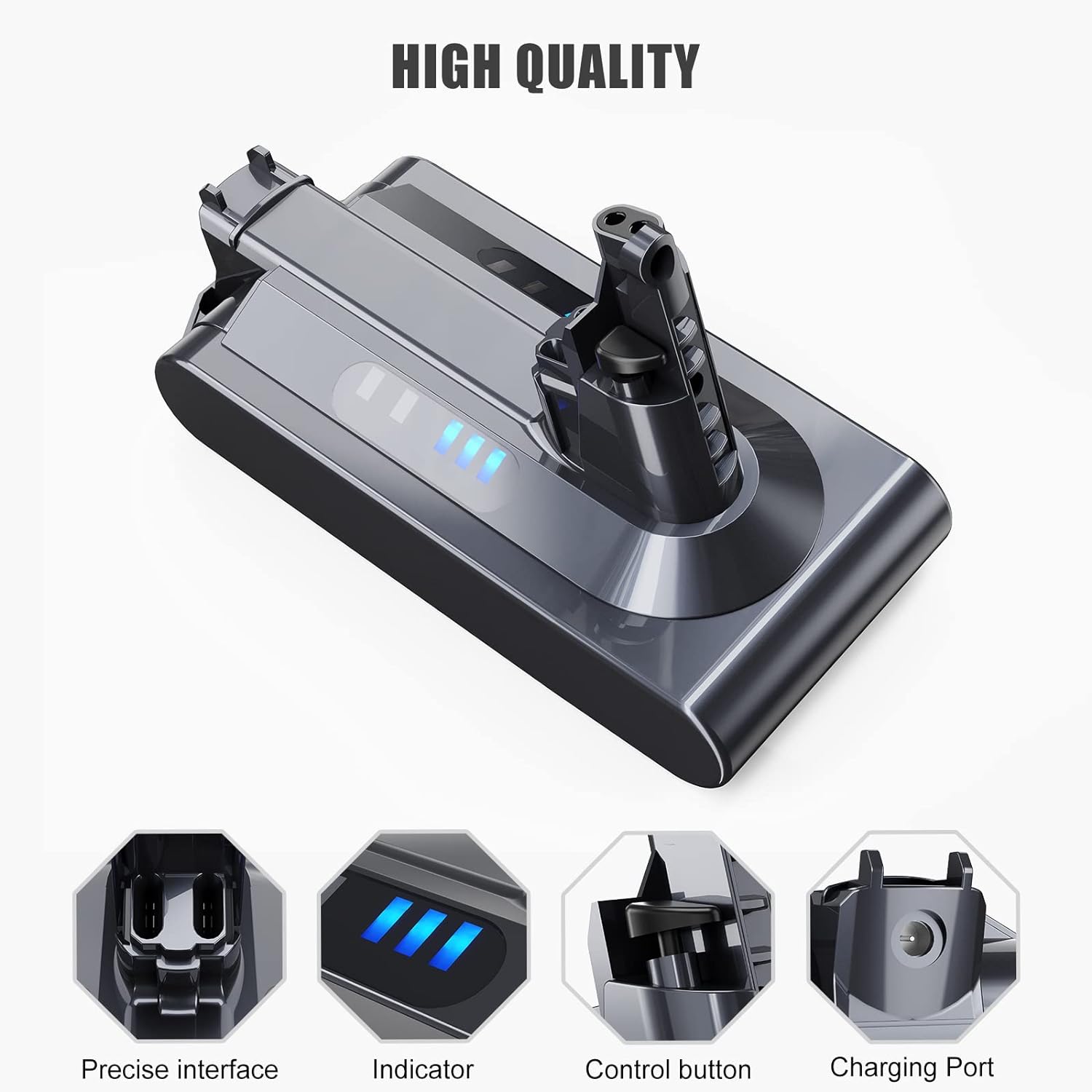 Acumulator 6000 mAh pentru Dyson V10, baterie compatibila cu Dyson V10 Motorhead, V10 Fluffy, V10 Animal, V10 Absolute, V10 Total Clean, V10 Carbon Fiber, V10 Vacuum, cu filtru inclus