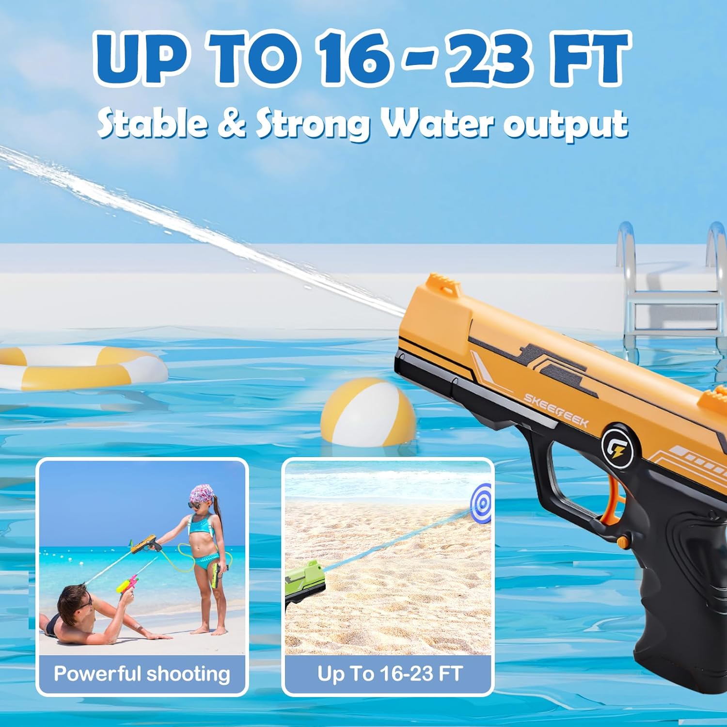 Set pistol cu apa electric, cu 2 pistoale si rezervor tip ghiozdan, bretele ajustabile, raza de 7m, cu acumulator reincarcabil, pentru copii +4 ani
