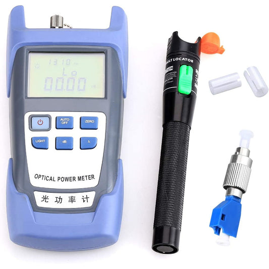 Set powermetru digital cu tester fibra optica si adaptor FC-LC, de la -70dBm la 10dBm, lungime de unda 850-1625 nm, pentru cablu optic