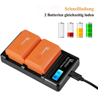 Set 2 acumulatori NP-FZ100, 2280 mAh, incarcator cu display LCD, pentru Sony A7III/A7R III/A9/A9S/A9R/Alpha 9/A7R3/A6600