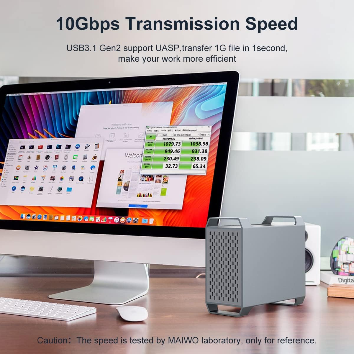 Carcasa rack pentru hard disk SATA 3.5 inch cu 2 sloturi RAID, accepta pana la 36TB, cu ventilator, viteze de pana la 10Gbps, USB cu protocol UASP, din aluminiu, compatibil Windows / Linux / Mac OS
