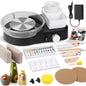 Roata de olar electrica, set complet ceramica, 0-200 RPM, functionare silentioasa <60 dB, cu 1 kg lut si accesorii (unelte, vopsea, pensule), tava detasabila, pentru incepatori si profesionisti, DIY, negru