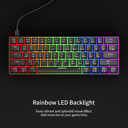 Tastatura gaming mecanica RGB EN (US) compacta 61 taste Blue Switch, Hot Swap, programabila, iluminare LED, pentru PC/Windows