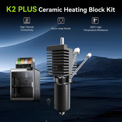 Kit hotend complet pentru imprimanta 3D Creality K2 Plus/K2 Plus Combo, bloc de incalzire ceramic, duze Unicorn cu schimbare rapida, hotend metalic 350 °C