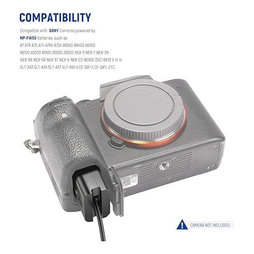 Acumulator dummy Neewer NP FW50 compatibil cu Sony A7/7R/7S A7II/7RII/7SII A6500/6400/6300/6100 NEX3/5/6/7 DSC RX10 IIIIIIV