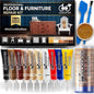 Kit de reparatii suprafete din lemn, set restaurare mobilier lemn, parchet si pardoseli laminate, cu chit pentru lemn, vopsea si spatula