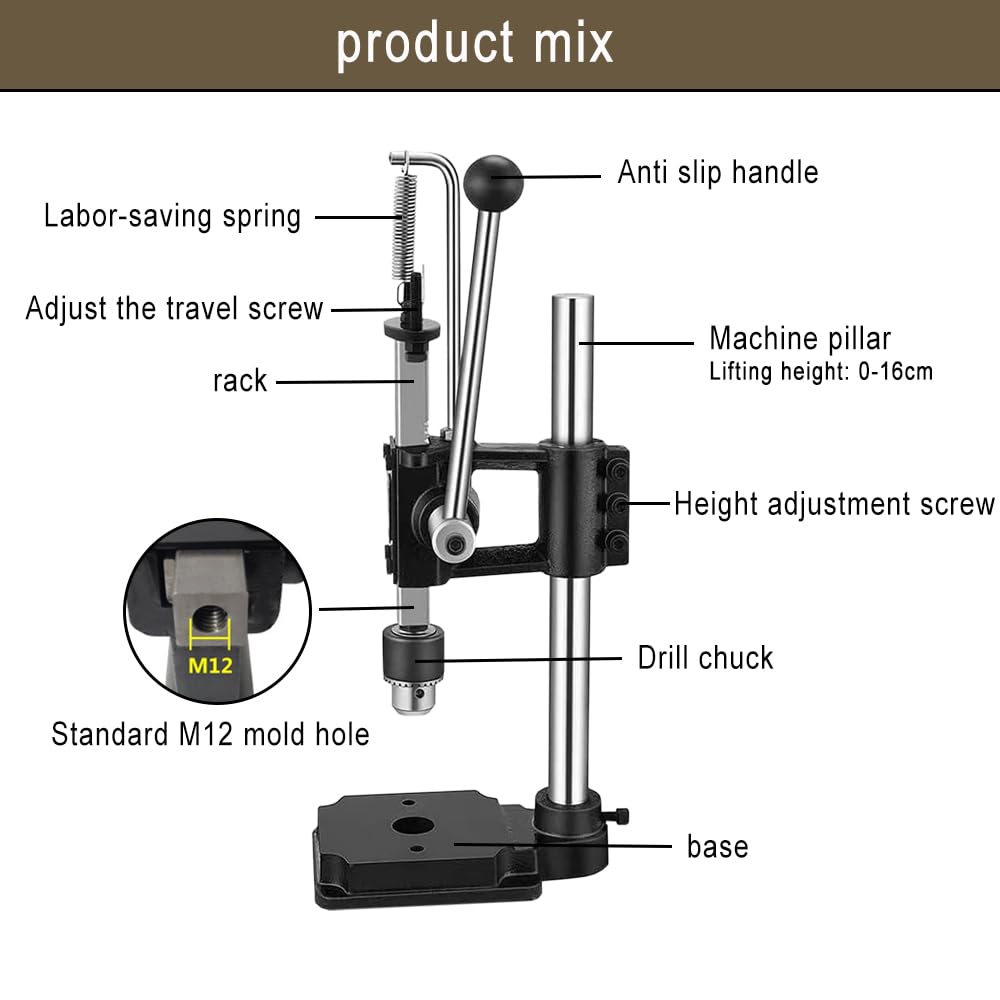 Presa pentru perforat pielea profesionala, masina de stantat si embosare piele cu dalti perforatoare, mandrina si accesorii, ergonomic, din metal