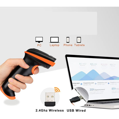 Cititor coduri de bare wireless Tera, fara fir 2,4 GHz sau cu fir USB 2.0, portabil, 100 m raza de actiune, 1D 2D QR