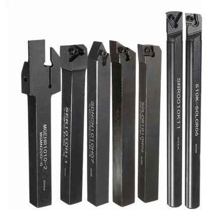 Cutite de strung cu placute 7 bucati de strunjit cu bara de gaurit cu strung de 10 mm, cu insertii din carbura