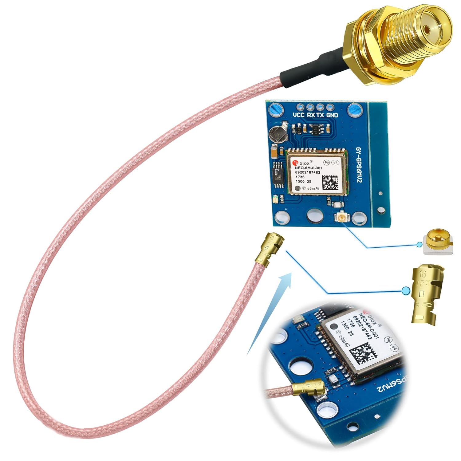 Set 5 cablu adaptor IPX la SMA, SMA tata la U.FL IPX, cablu coaxial RG178 de 20 cm pentru antena, modul GPS, extensie antena WiFi