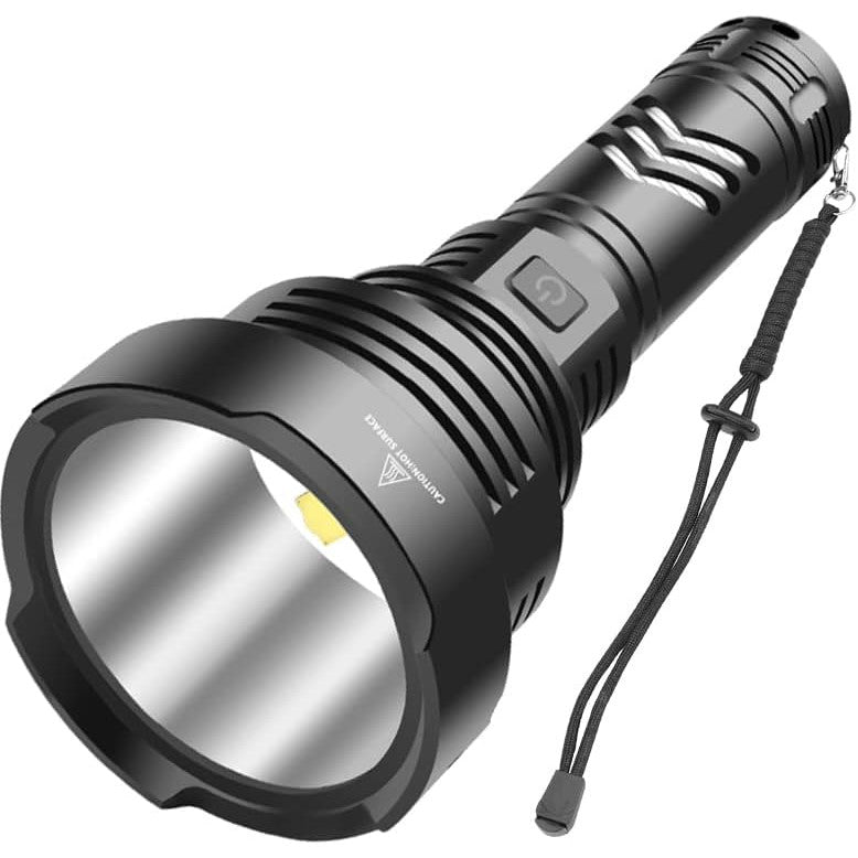 Lanterna LED WholeFire, din aluminiu, 100.000 lumeni, profesionala, acumulator inclus, 5 moduri iluminare, rezistenta la apa, incarcare USB, sursa XHP90, negru