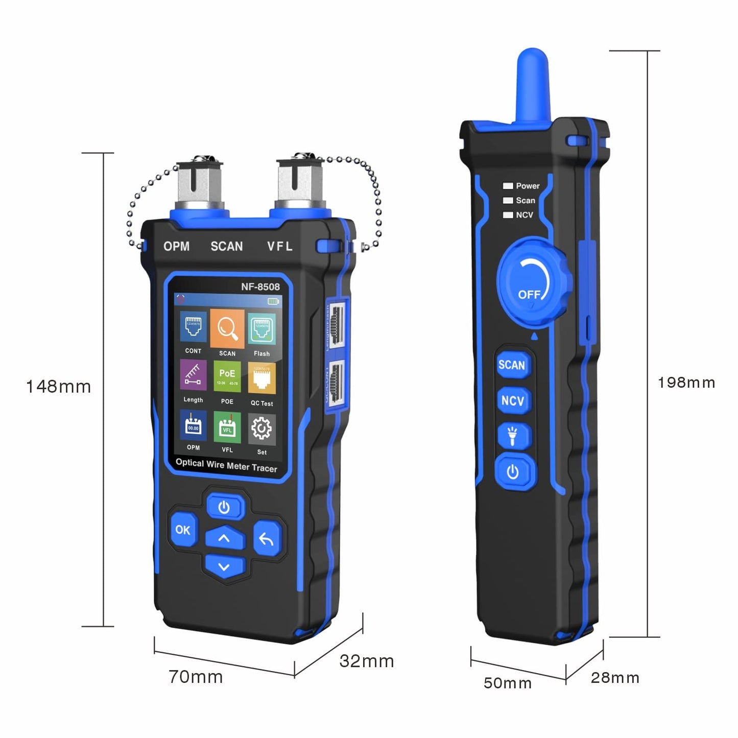 Tester cablu de retea cu powermetru, POE, NCV, UTP CAT5/CAT6, test OPM, VFL, masurarea lungimii, cu lumina LED, ecran LCD, Noyafa