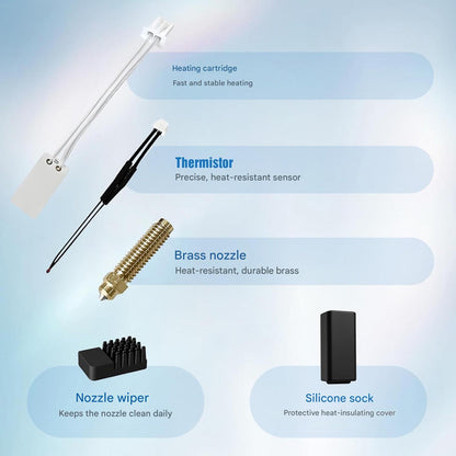 Kit Hotend complet pre-asamblat pentru imprimanta 3D, duza de alama 0,4 mm, pentru Elegoo Centauri Carbon, teava silicon, stergator de duza inclus