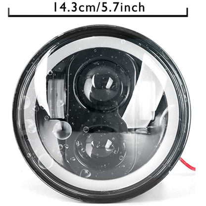 Far pentru motocicleta 60 W, 5.75 inch cu angel eye DRL, 3000 LM, 6500 K, H4, impermeabil IP 67, cu carcasa din aluminiu, compatibil Harley Davidson, Jeep