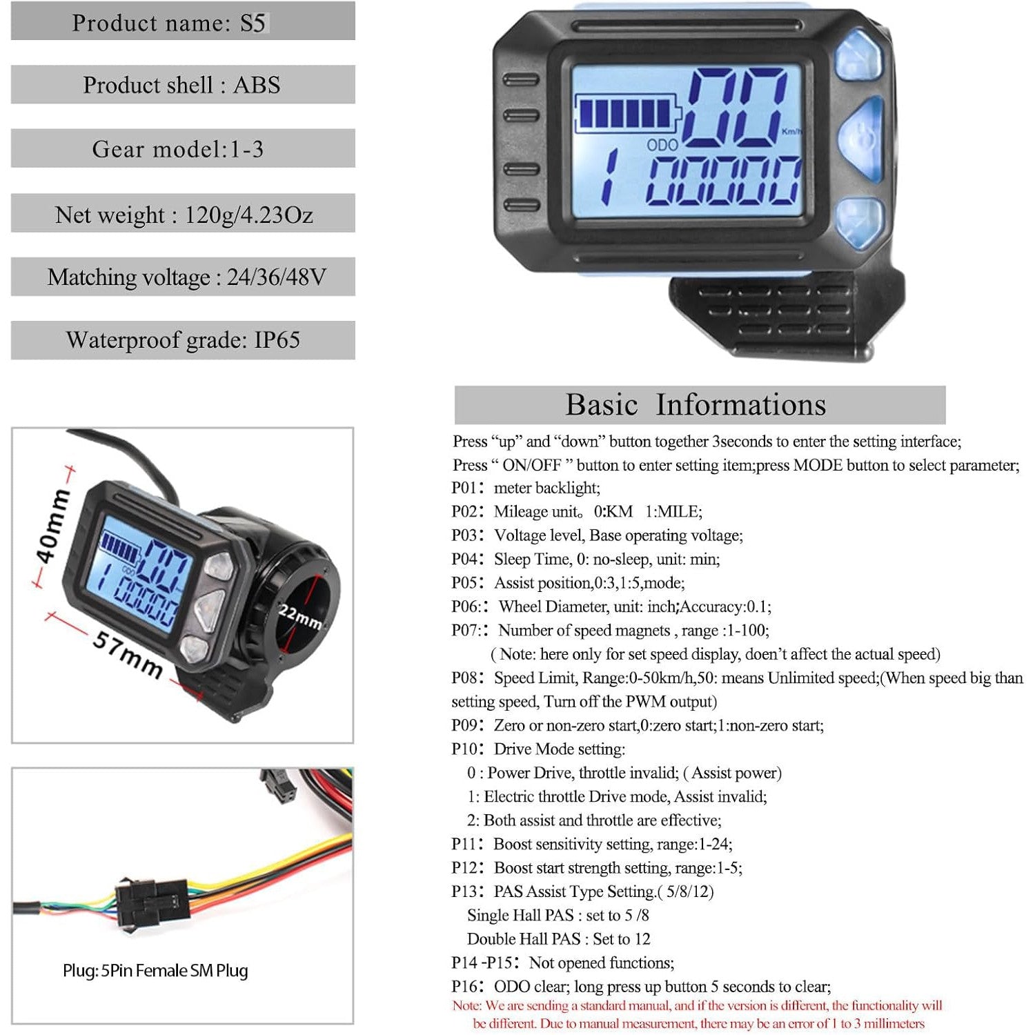 Controler universal pentru motor brushless 24-48V 350W 17A, fara perii, cu display LCD, impermeabil, pentru bicicleta electrica, scuter electric
