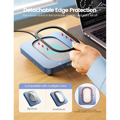 Mouse Jiggler mecanic VAYDEER, dispozitiv anti-sleep PC, mouse mover automat pentru mentinere calculator activ, platan rotativ compatibil orice mouse optic, 11 intervale reglabile, afisaj LED, butoane ON/OFF, alimentare USB, fara drivere, portabil
