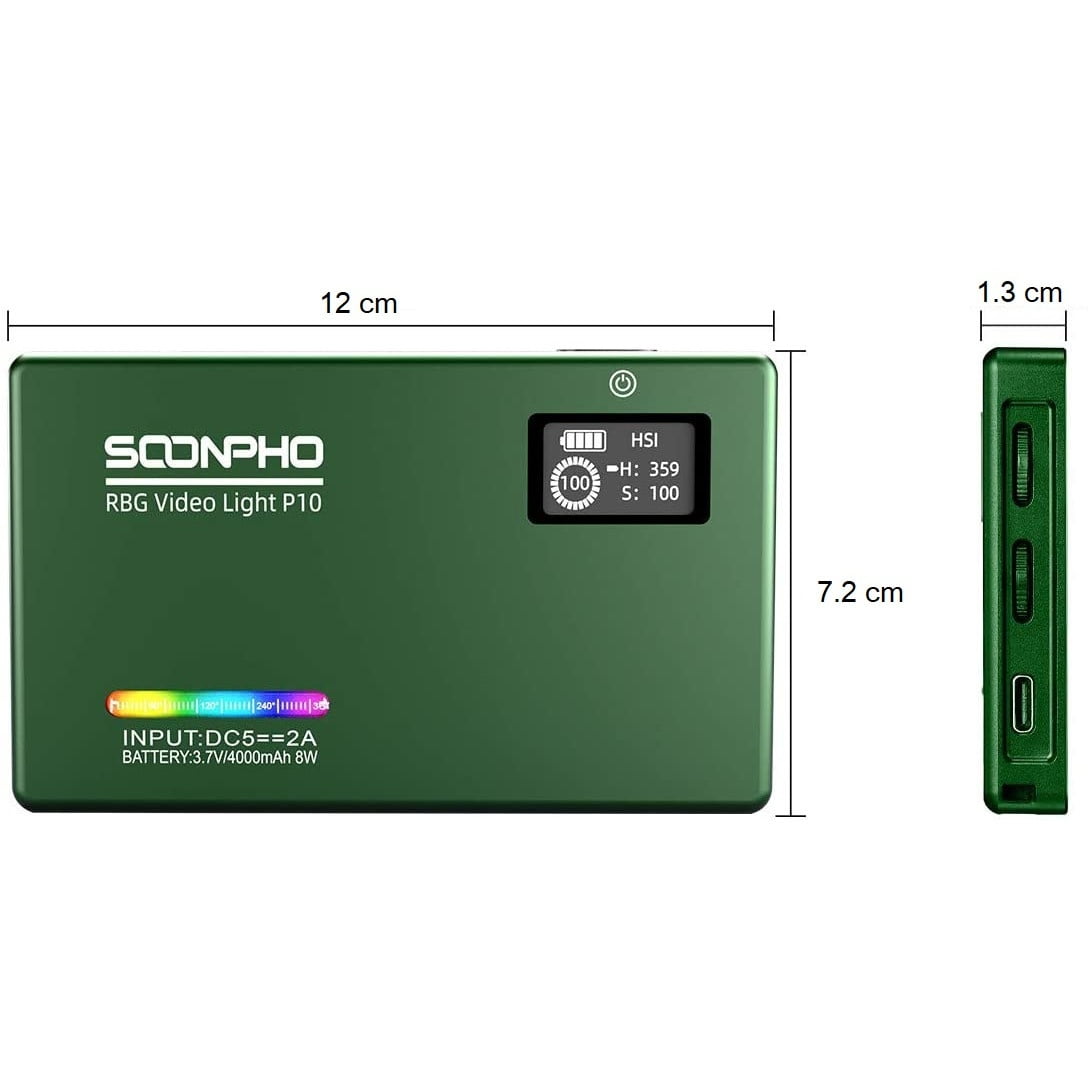 Lampa lumina continua LED Soonpho, RGB color, reglabila 2500K-8500K cu baterie 4000mAh pentru video, selfie, streaming live si fotografie