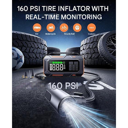Starter auto multifunctional 14 în 1 TREKURE, 7000A, baterie externă 26800 mAh, compresor 160 PSI, kit de urgență cu 5 LED-uri
