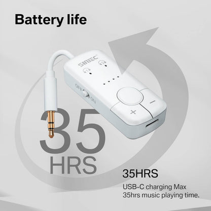 Adaptor transmitator Bluetooth, Dual Link, wireless, accepta 2 casti sau mufa AirPods, cu AUX 3.5 mm, latenta scazuta aptX, portabil, pentru TV, avion, masina