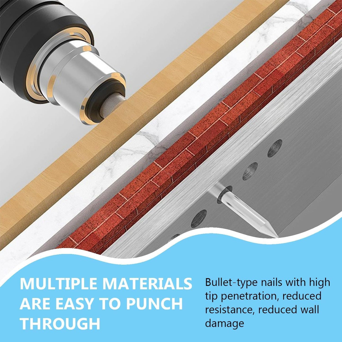 Set de 50 cuie rotunde, bolturi pentru pistol de cuie manual, de 7.3 mm, durabile, rezistente la rugina, pentru beton, lemn, caramida, tavane, pereti, pardoseli