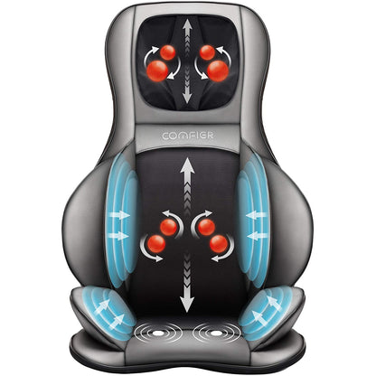 Husa de scaun pentru masaj Shiatsu 2D 3D, cu incalzire, vibratii, compresie aer, cu role, masare gat, umeri, spate si coapse, CF-2309A