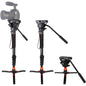 Monopied profesional cu placuta eliberare rapida, cap pivotant 360°, inaltime reglabila 64cm - 180 cm, incarcare maxima 8 kg, stand tip trepied, din aluminiu