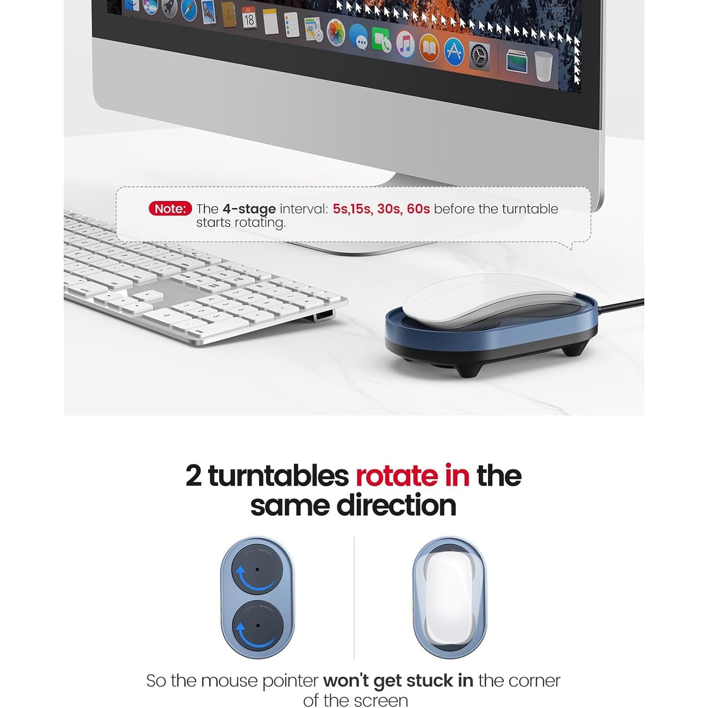 Mouse Jiggler Vaydeer, Plug & Play, dispozitiv miscare automata mouse, nedetectabil, fara calibrare, vibratie silentioasa, simulare realista, interval reglabil, comutator ON/OFF