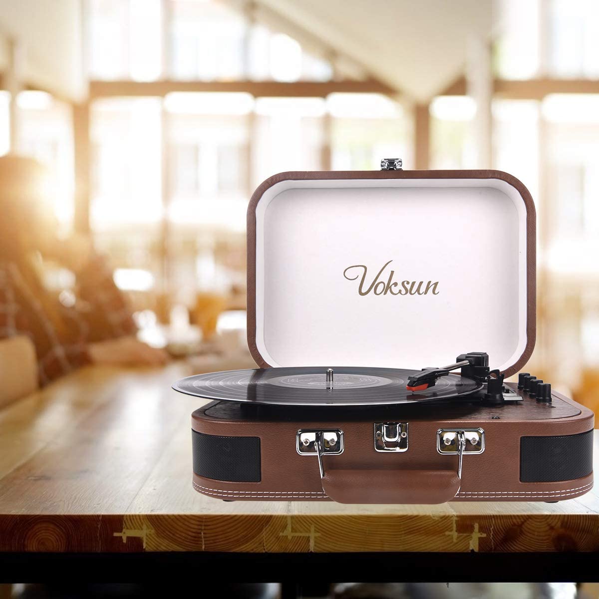 Pick-up Voksun, bluetooth 5.0, AUX, USB, Card SD, boxe incorporate, design tip servieta