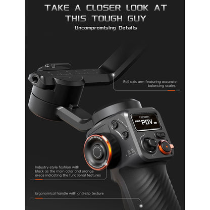 Sistem de stabilizare imagine pentru smartphone, stabilizator gimbal cu 3 axe, display OLED, lumina continua cu senzor AI, mini trepied, incarcare 400 g, Hohem iSteady M6