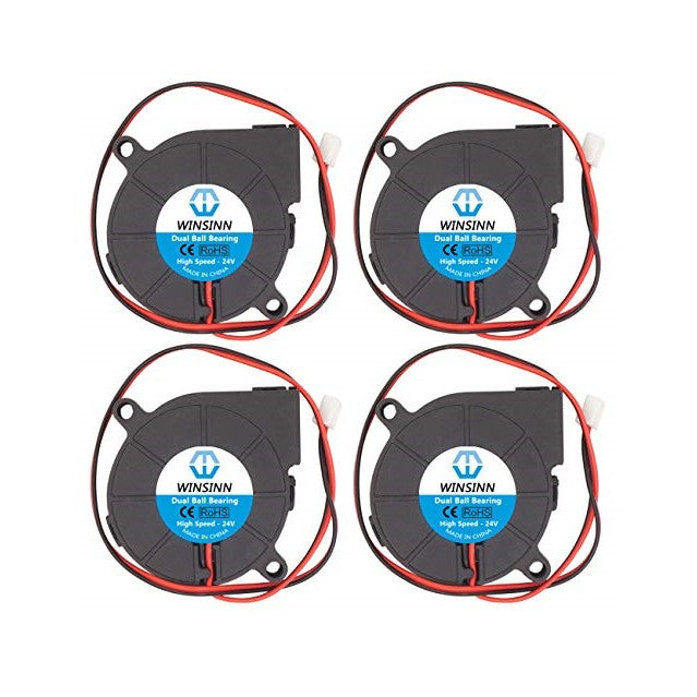 Set 4 ventilator 24V pentru imprimanta 3D, cu rulment hidraulic, Brushless, 50 x 15 mm, racire turbo, cu conector cu 2 pini, Winsinn 5015