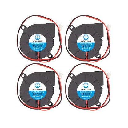Set 4 ventilator 24V pentru imprimanta 3D, cu rulment hidraulic, Brushless, 50 x 15 mm, racire turbo, cu conector cu 2 pini, Winsinn 5015