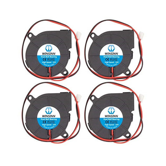 Set 4 ventilator 24V pentru imprimanta 3D, cu rulment hidraulic, Brushless, 50 x 15 mm, racire turbo, cu conector cu 2 pini, Winsinn 5015